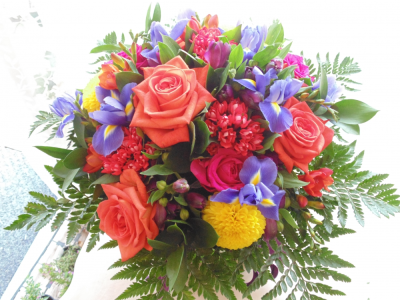 Luxury Vibrant Hand Tied - Luxury Vibrant Hand Tied in aqua box or Medium in a Glass Vase